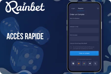 Accès rapide et inscription dans l'application