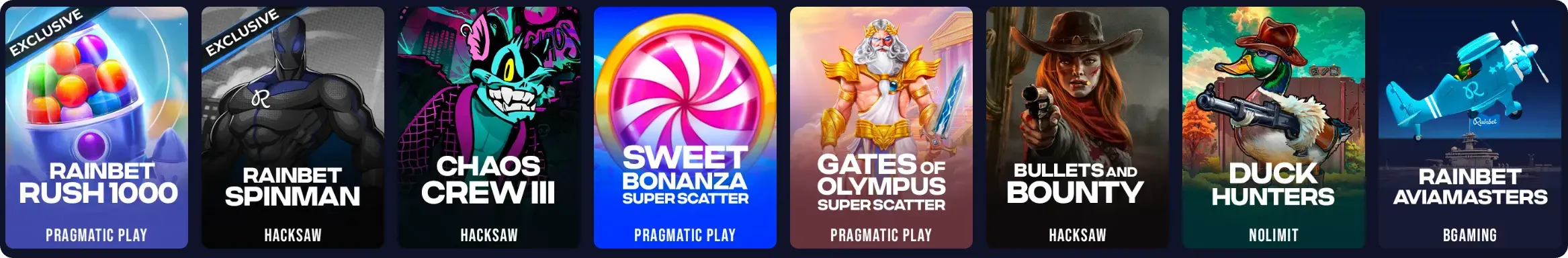 Top games most popular on Rainbet – Sweet Bonanza, Gates of Olympus, Starlight Princess