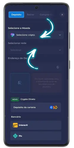 Formulário de depósito no Rainbet para adicionar fundos à tua conta