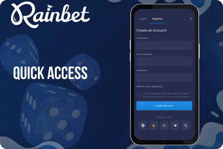 Quick casino access via the app