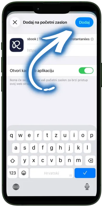 Rainbet App Potvrdite naziv i dodirnite "Dodaj"
