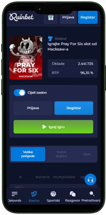 Rainbet igre na mobitelu