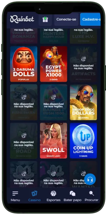 Rainbet ecrã principal