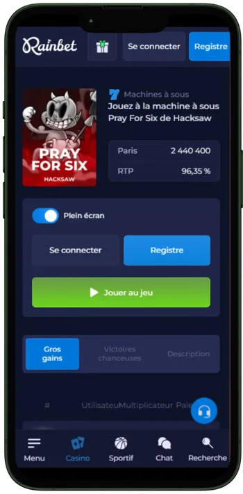 Rainbet jeux mobile