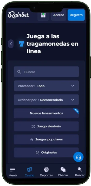 Rainbet caja móvil