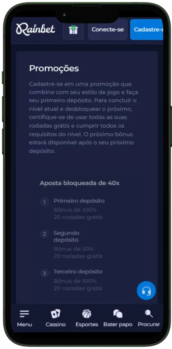 Rainbet caixa móvel