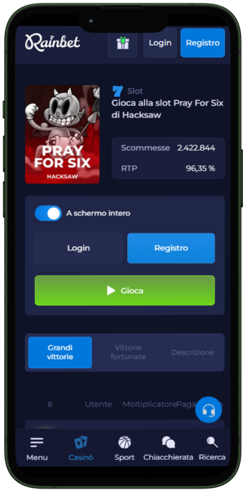 Rainbet giochi mobile