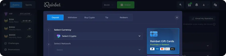 Limiti di scommessa su Rainbet